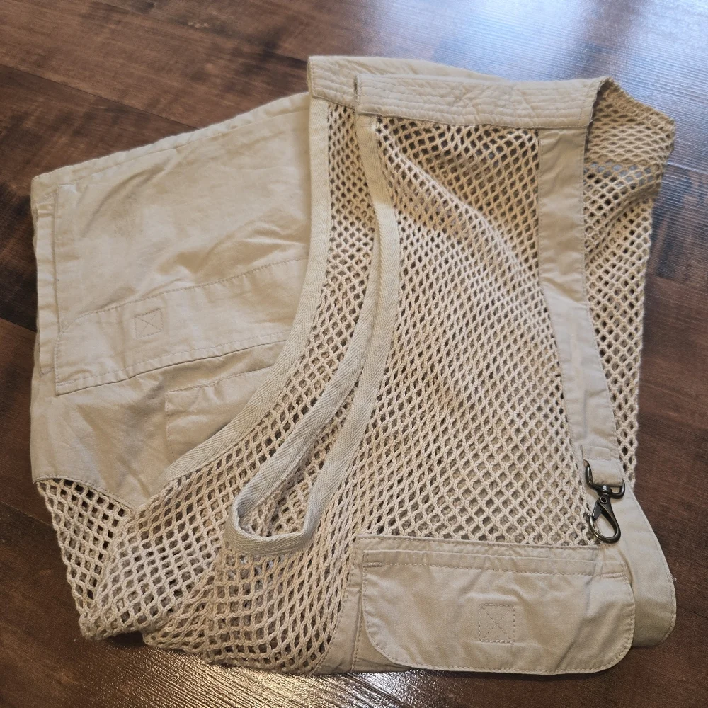 Vintage Safari Fishing Vest Khaki [Large] Pockets Sportsman Outdoorsman Camping